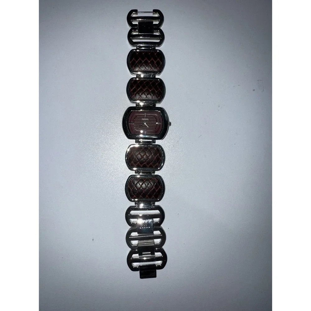 VTG Fossil ES-2296 Women's Quartz Watch Adjustable Stainless Steel Band Snake‎